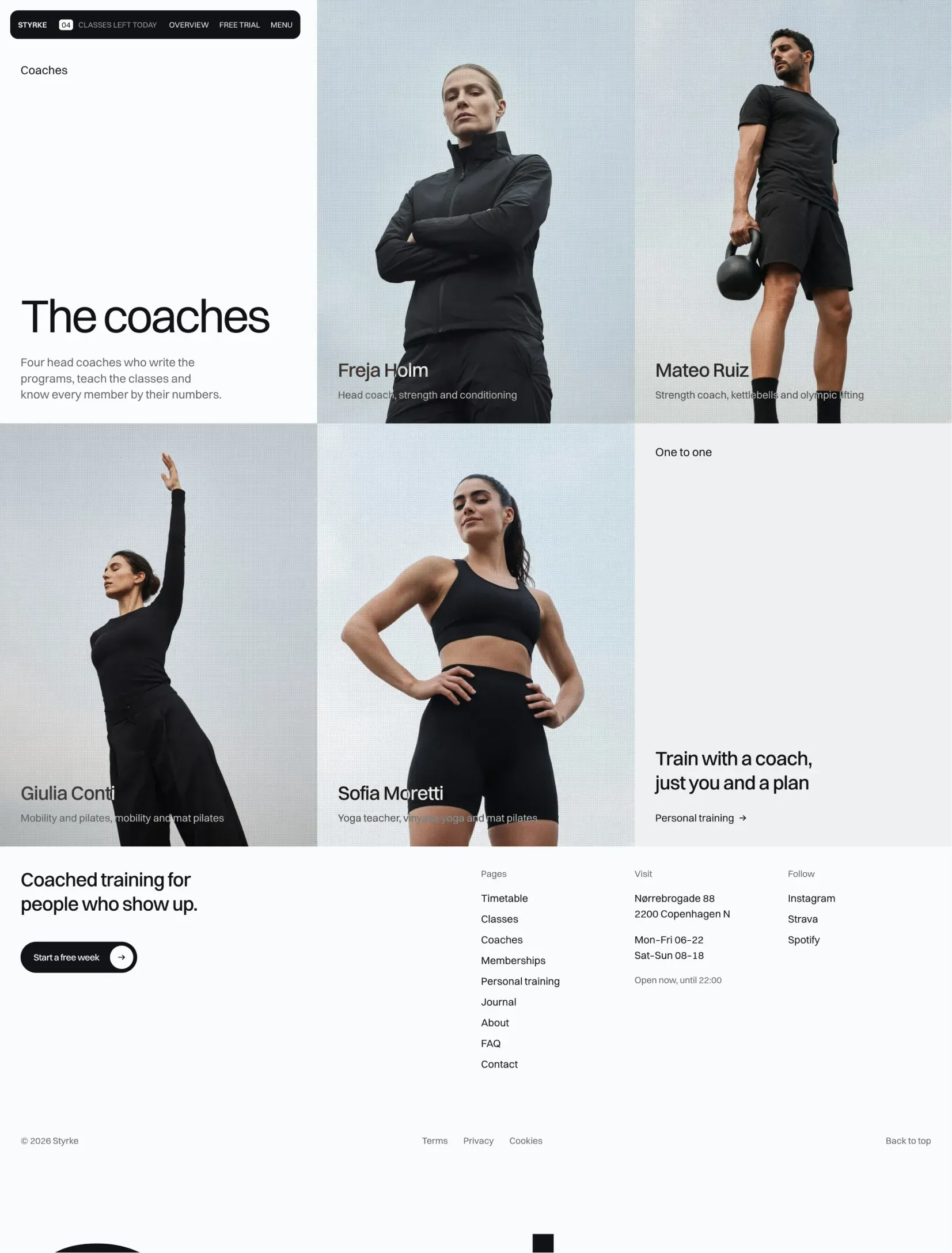 The Coleman coaches page with full length portraits of the team